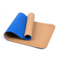 10 mm High elasticity durable easy to clean lightweight eco-friendly tpe cork yoga mat with double layer